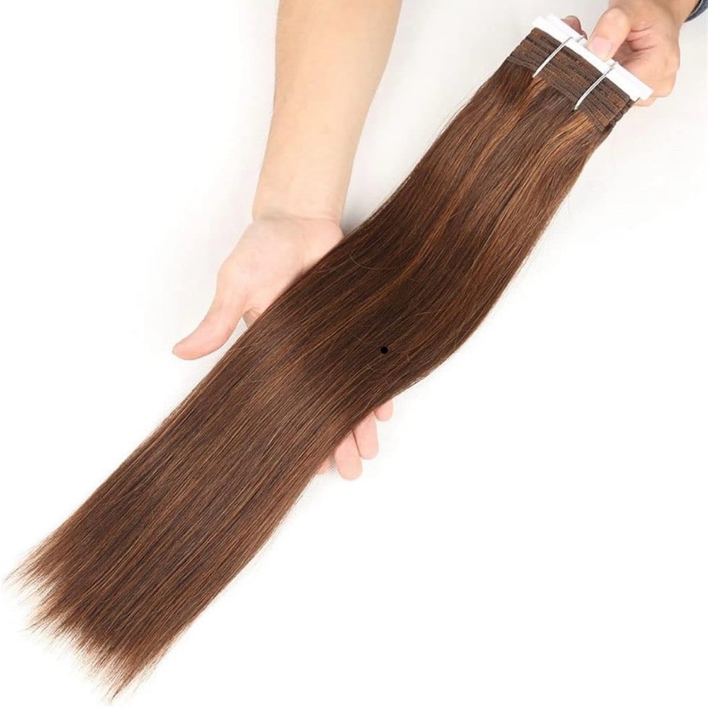 Triple Drawn Korean Silky Straight Hair Human Weave Bundles Remy 12pc Auburn red